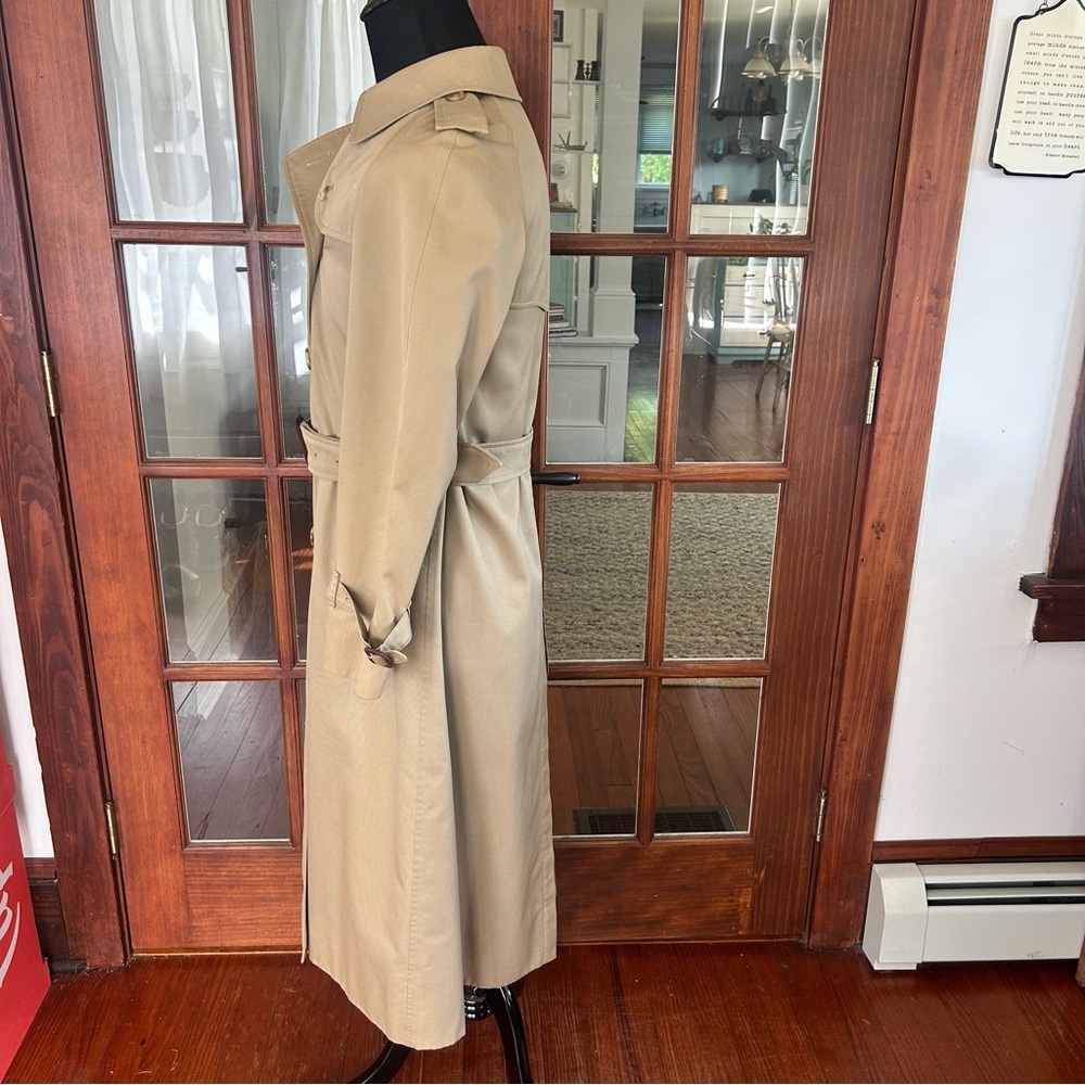 Vintage Burberry Burberrys Trench Coat Classic Double Breasted Woman's 10 Long - Picture 7 of 12